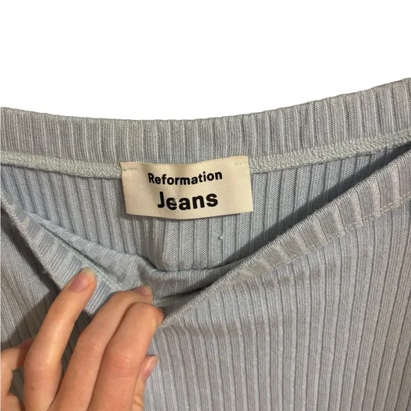 Reformation ribbed skirt in baby blue size M - Picture 4 of 4